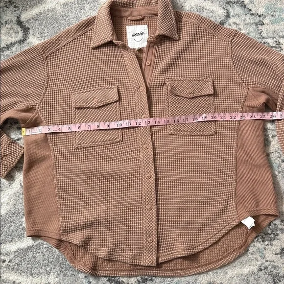 Aerie LumberJane Waffle Shirt in the color toasty - Picture 5 of 10